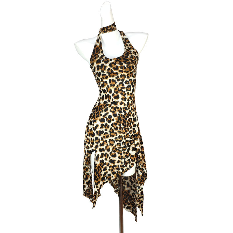 Hot Dress Leopard Print Irregular Design Halter Skirts