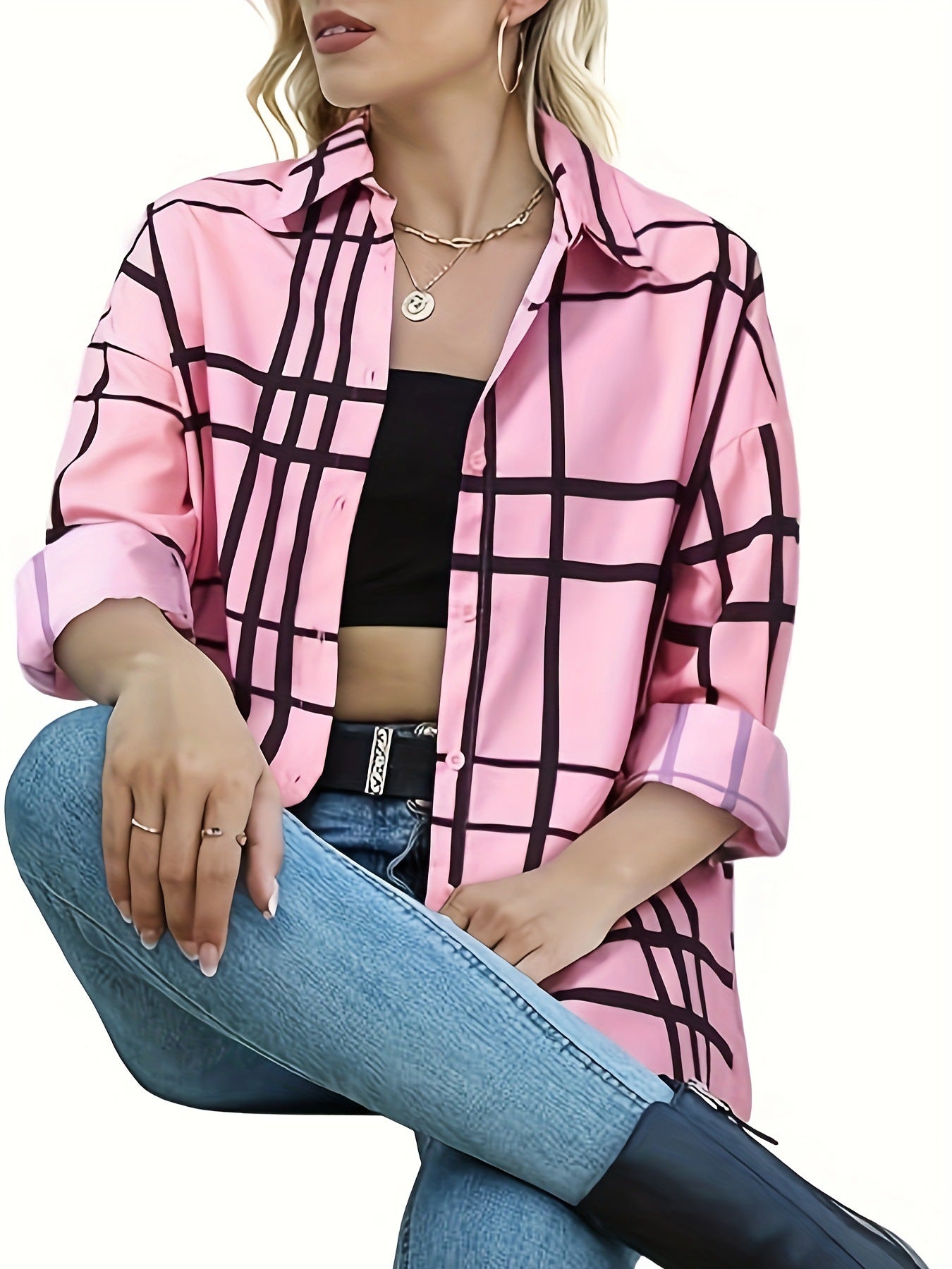 Women's Elegant Long Sleeve Button Down Shirt Blouses