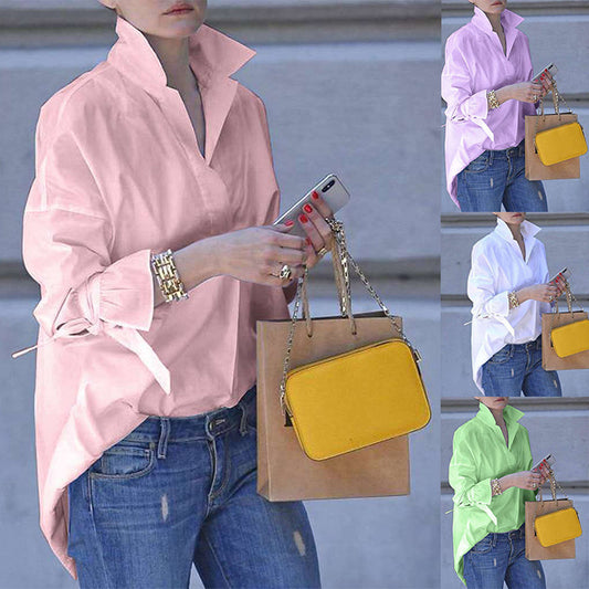 Women's Long-sleeved Street Fashion Loose Solid Color Blouses