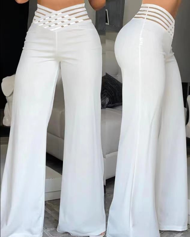 Women's Belt High Waist Casual Straight Loose Pants