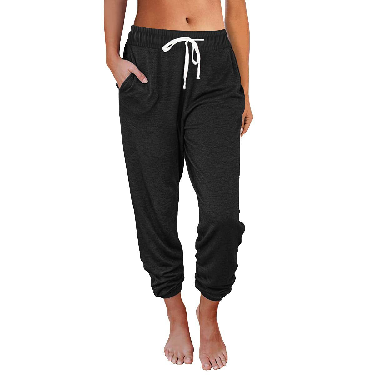 Women's Loose Pocket High Waist Ankle Length Pants