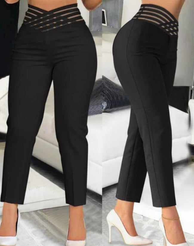 Women's Out Belt Temperament Commute High Waist Pants