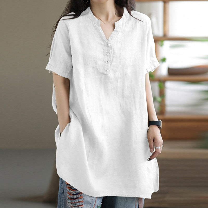 Women's Solid Color Button Fashion Sleeve Blouses