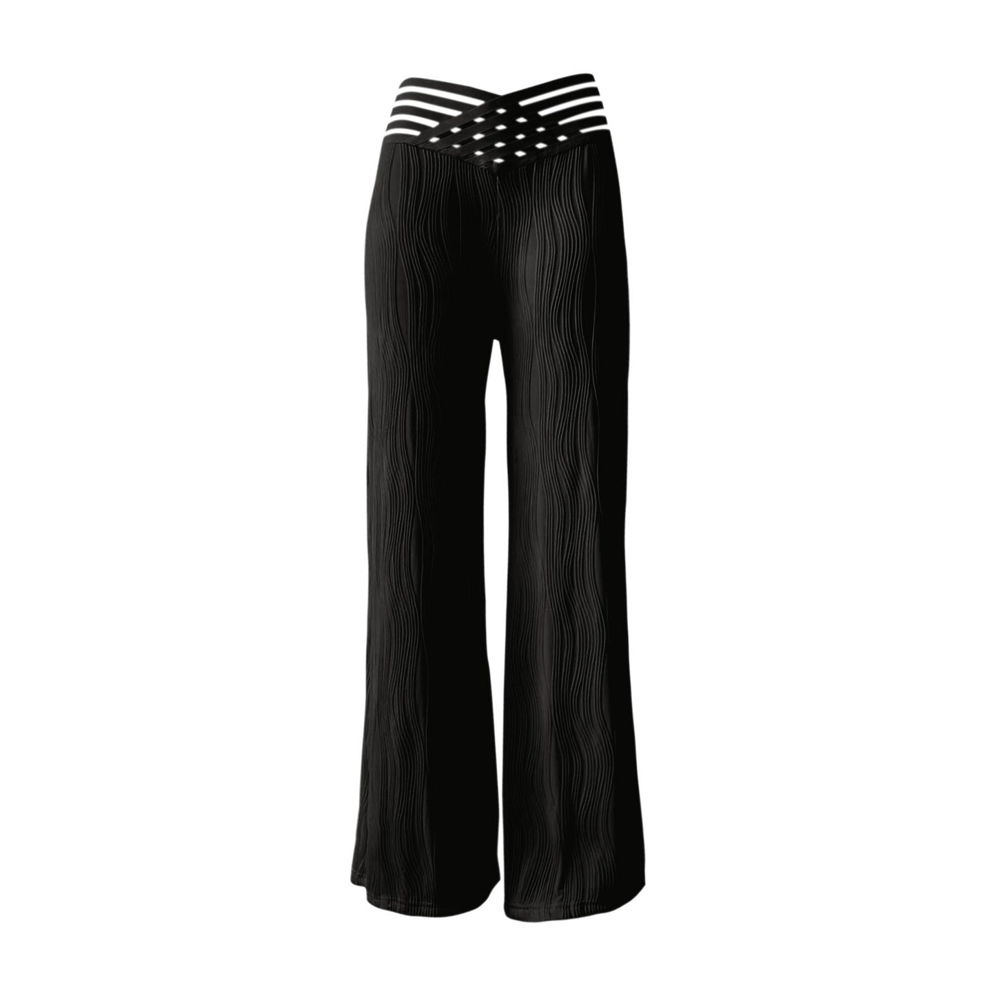 Women's Draping Pleated Hollow Water Ripple Wide Pants