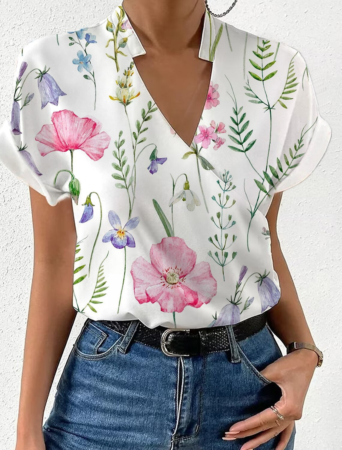 Women's Summer Loose Stand Collar Printed Shirt Clothing