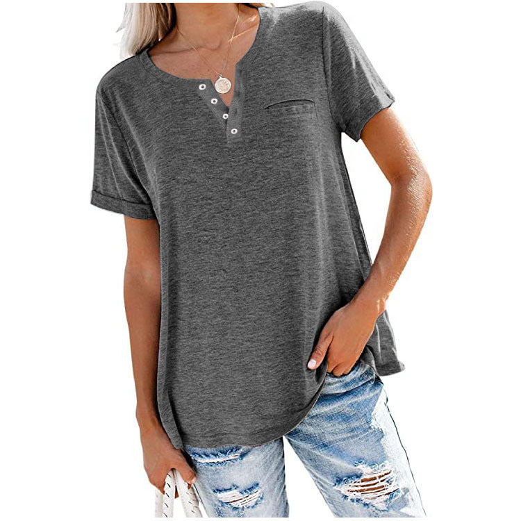 Women's Sleeve Pocket Loose T-shirt For Blouses