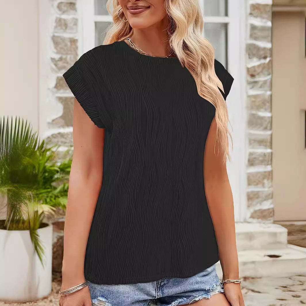 Women's Fashion Casual Round Neck Super Sleeve Blouses