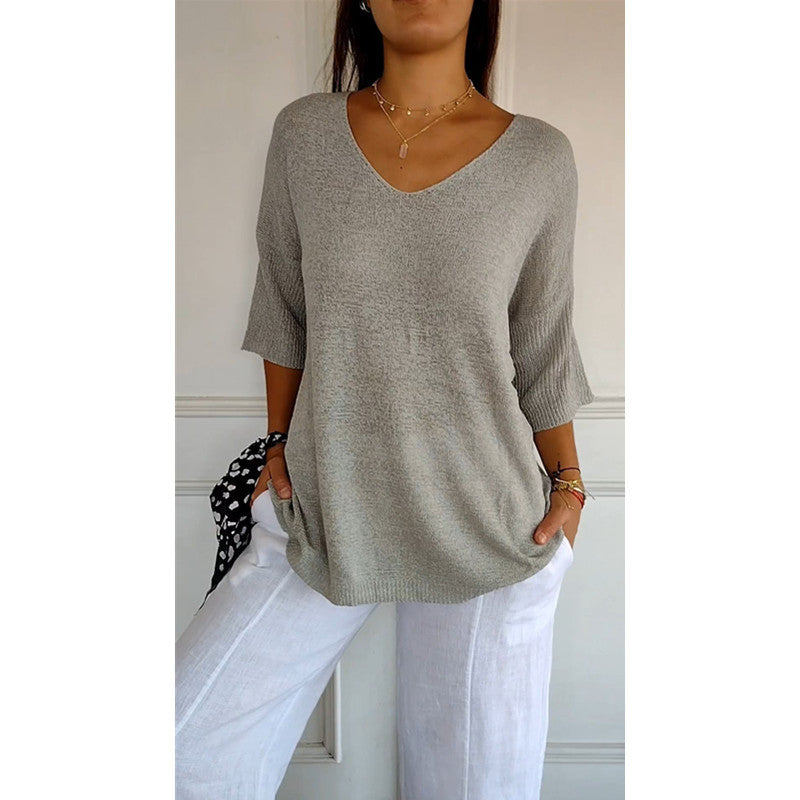 Women's Casual Basic Style Slimming Sleeve Solid Sweaters