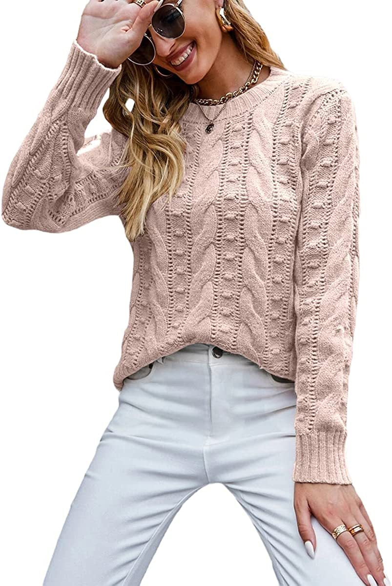 Beautiful Women's Long Sleeve Cable-knit Pullover Sweaters