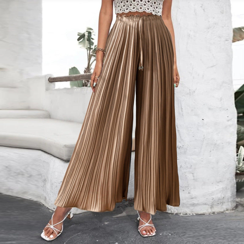 Women's Summer High Waist Casual Pleated Wide-leg Pants