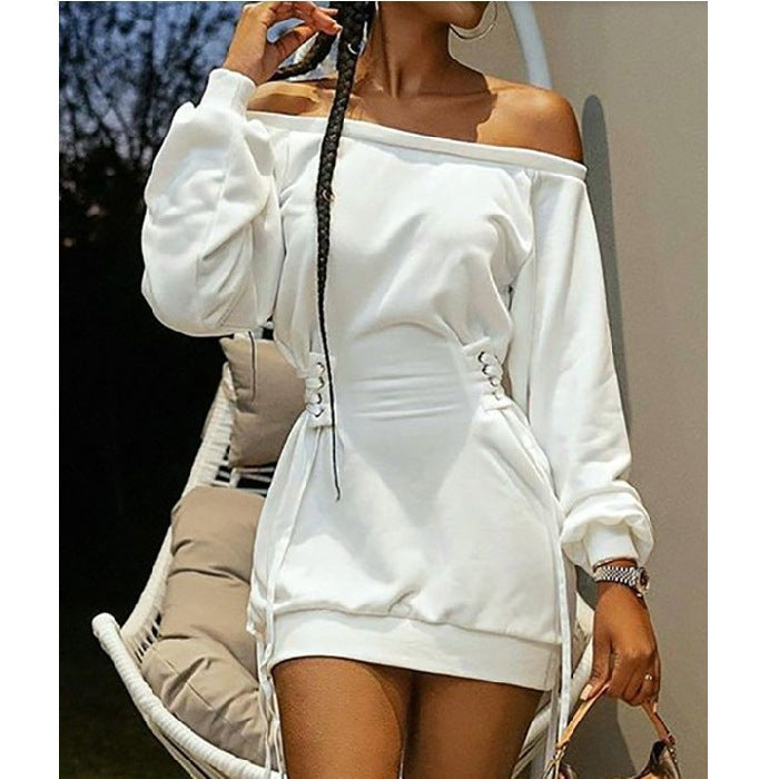 Women's Round Neck Printed Long Sleeve Loose Dresses