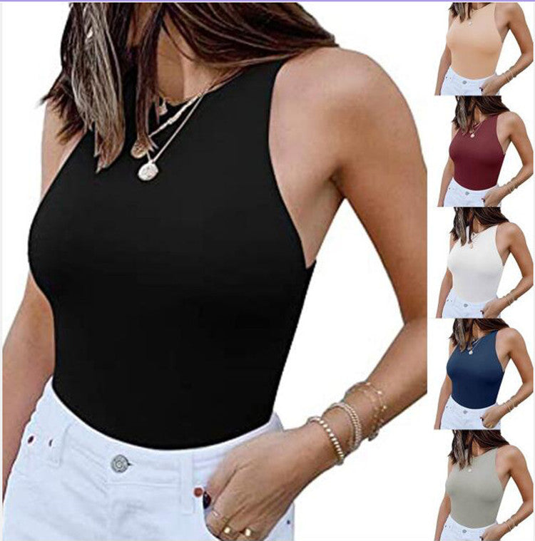 Spring Lady Sexy Sleeveless I-shaped Lace-up Tops