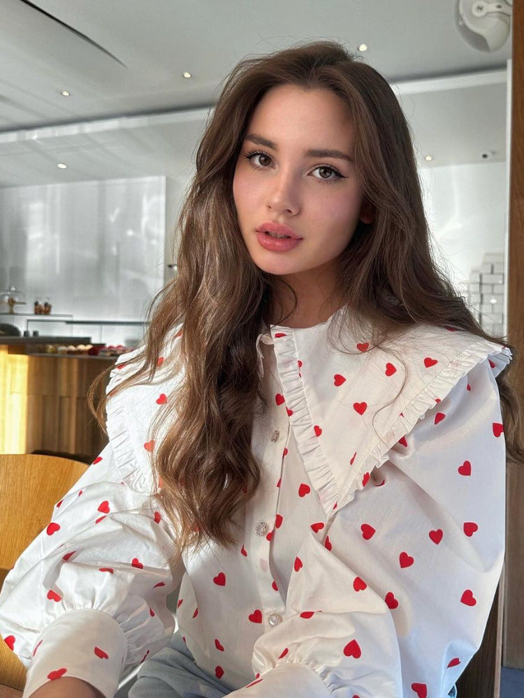 Printing Shirt Summer Red Printed Peter Blouses