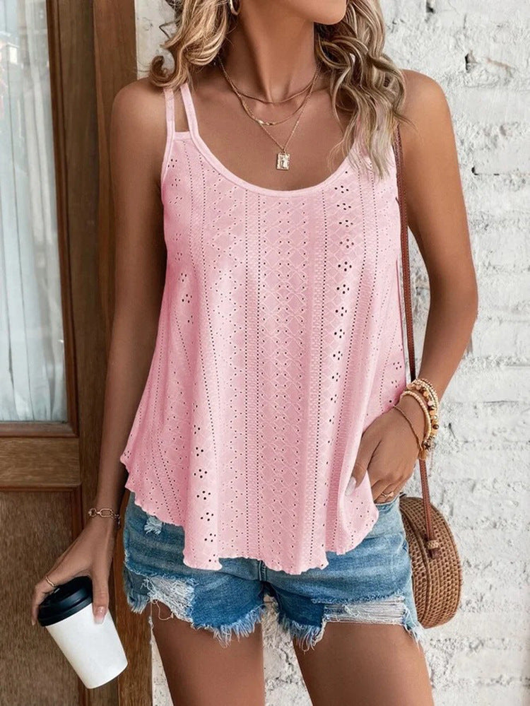 Women's Summer Round Neck Solid Color Camisole Tops