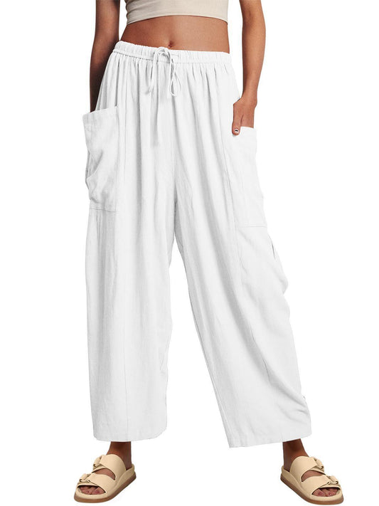 Women's Waist Pleated High Wide Leg Loose Casual Pants