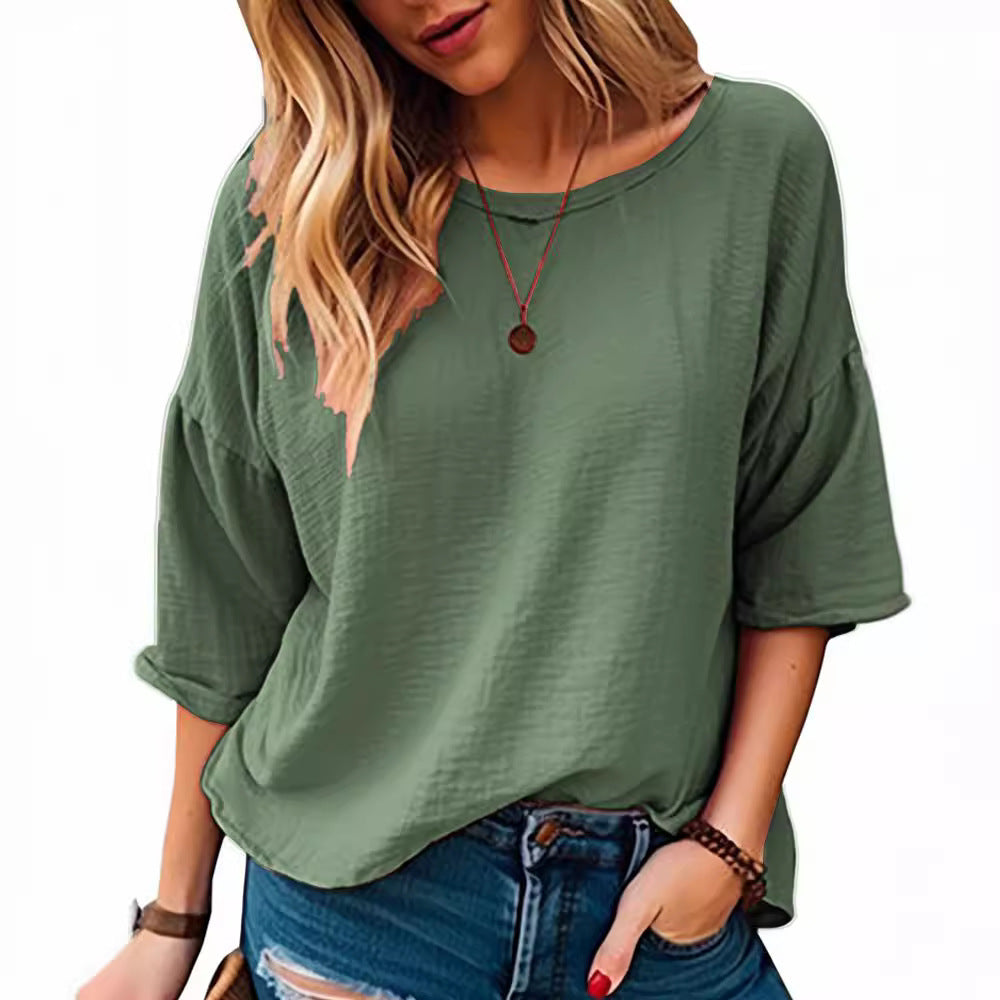 Women's Summer Casual Comfortable Commuter Sleeve Solid Blouses