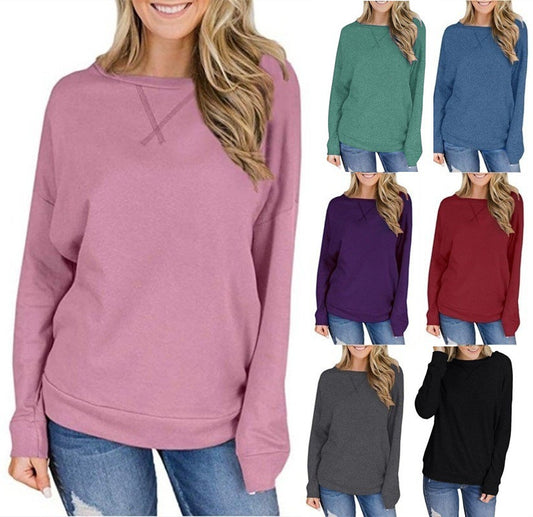 Women's Autumn Home Comfortable Fashion Round Neck Blouses