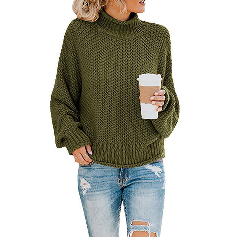 Women's Turtleneck Loose Solid Color Commuting Wear Sweaters