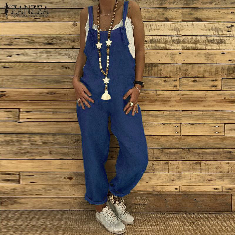 Women's Fashion Casual Loose Suspender Overalls Jumpsuits