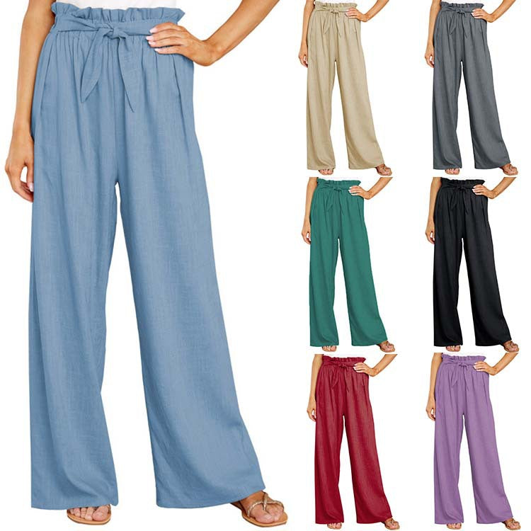 Elegant Women's Loose Cotton Linen Casual Pants