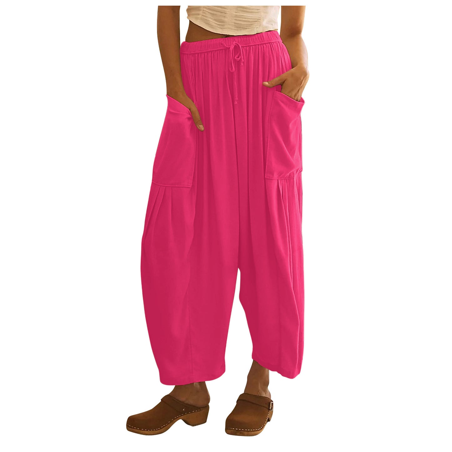 Women's High Wide Leg Loose Casual Cotton And Pants