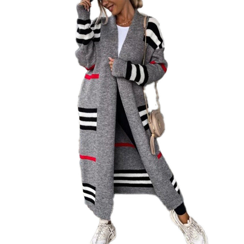 Women's Long Striped Oversized Loose Sleeve Knitwear