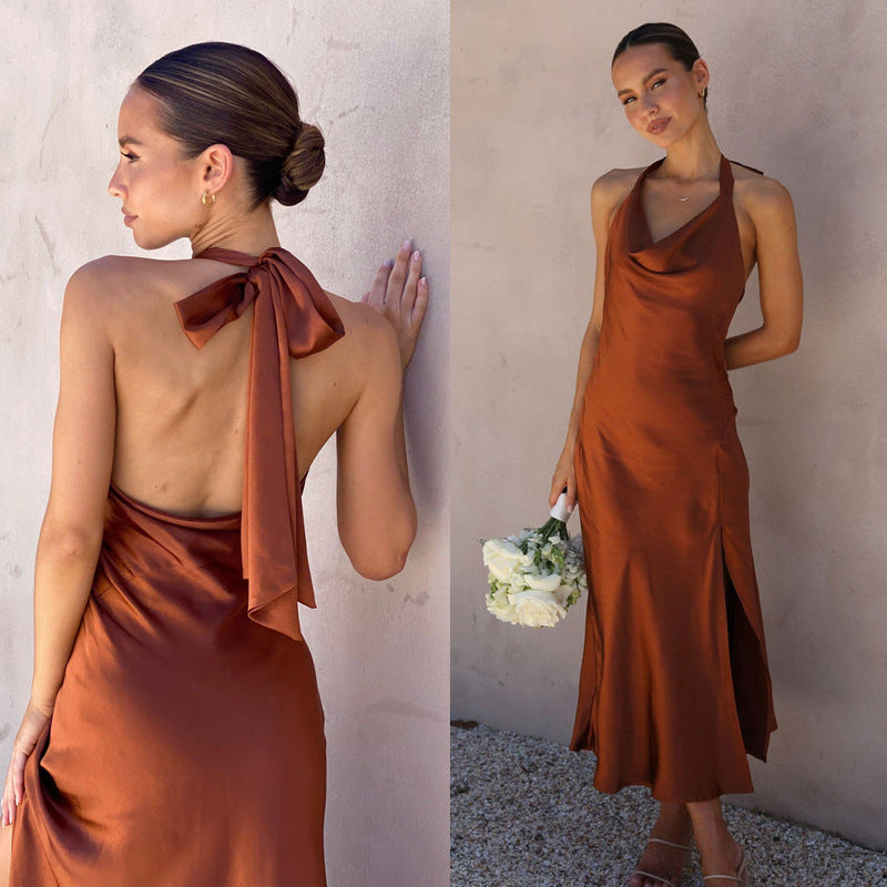 Robe longue sexy sans manches pour femmes, coupe ajustée