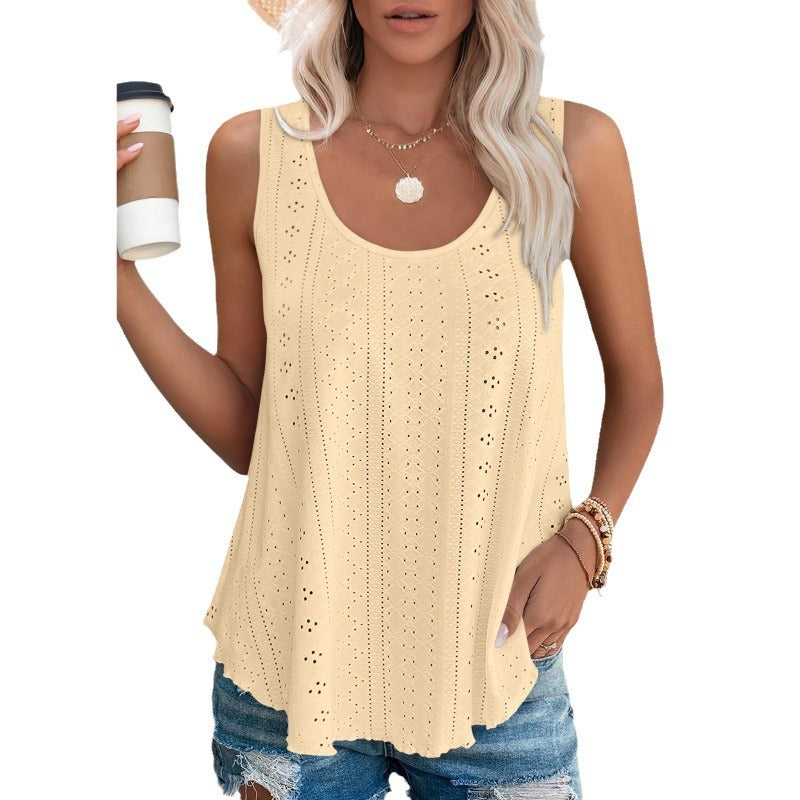 Charming Round Neck Loose Sleeveless T-shirt Blouses