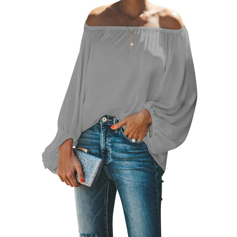 Women's Solid Color Simple Lantern Sleeve Loose Blouses