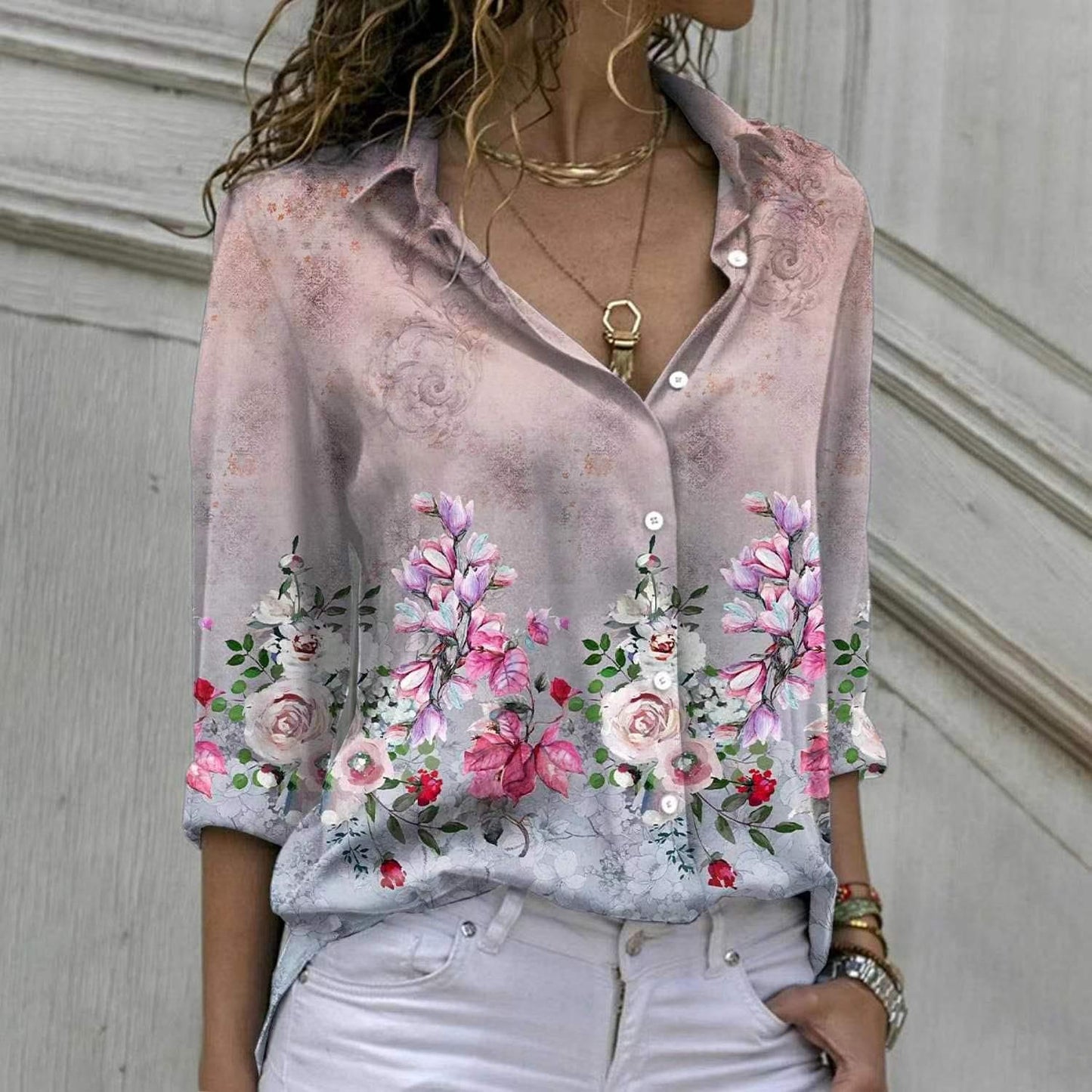 Women's Delivery Fashion Printed Wear Long Sleeve Blouses