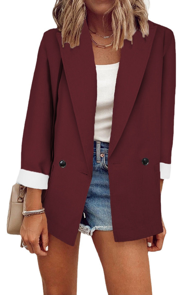 Fashion Solid Color Small Single Long Blazers