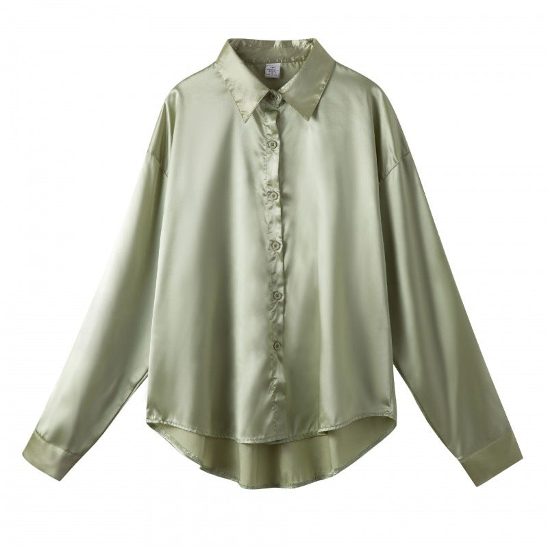 Chemise en satin pour femmes Blouses de conception de style rétro minoritaire