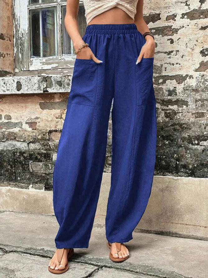 Pantalon à poche de couleur unie pour femme avec un pantalon