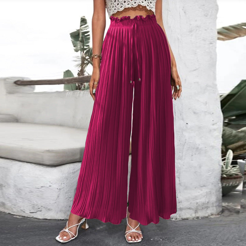 Women's Summer High Waist Casual Pleated Wide-leg Pants