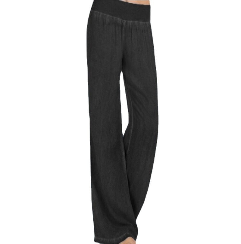 Women's Large Casual Thin Wide Leg Trousers Pants