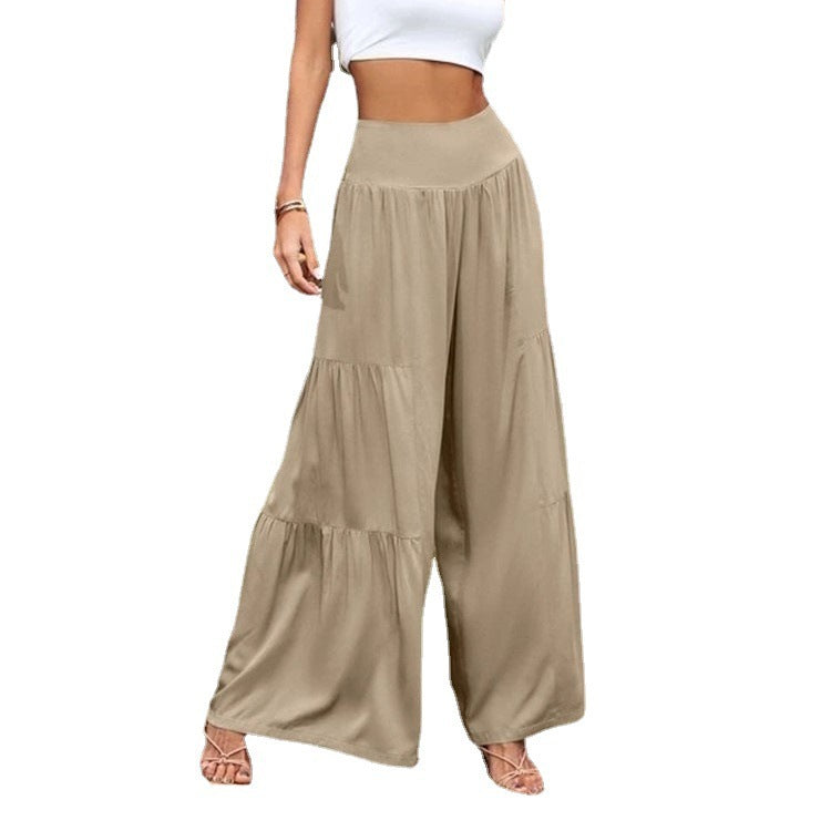 Women's Waist Wide Leg Cotton Linen Stitching Pants