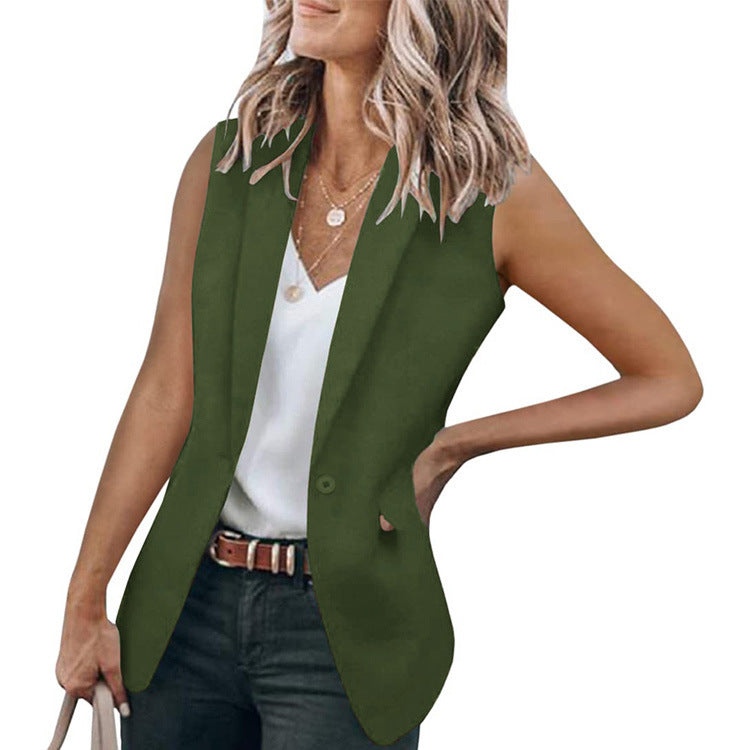 Eleganter ärmelloser Blazer mit einfarbigem Kragen für den Sommer für Damen