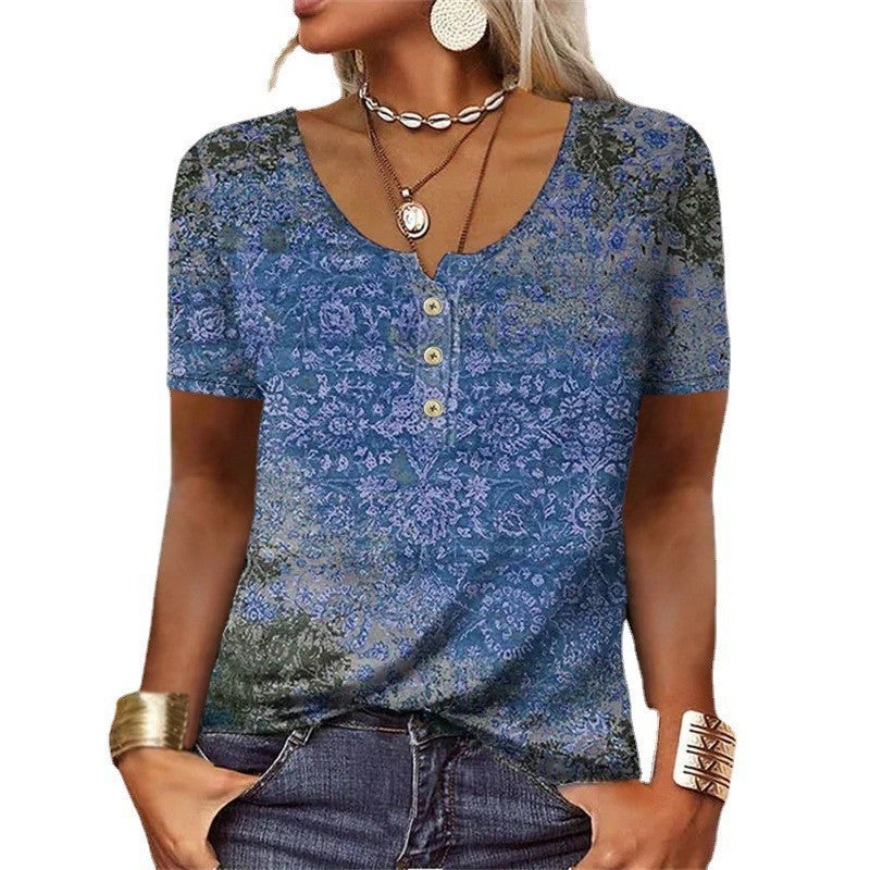 Women's Durable Charming Cool Short-sleeved Printed Blouses