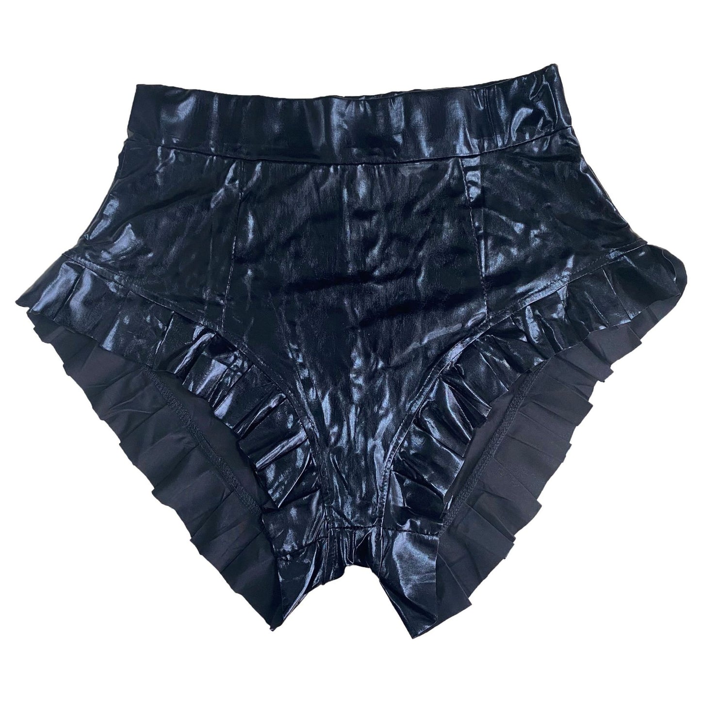 Women's Sexy Pleated Ruffled Glossy Nightclub Uniforms Shorts