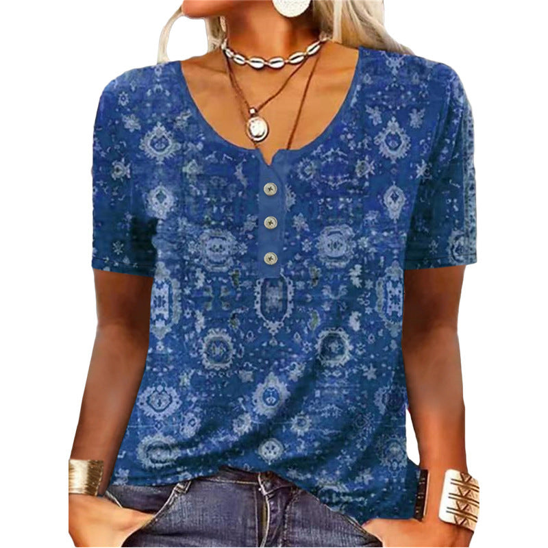 Women's Durable Charming Cool Short-sleeved Printed Blouses