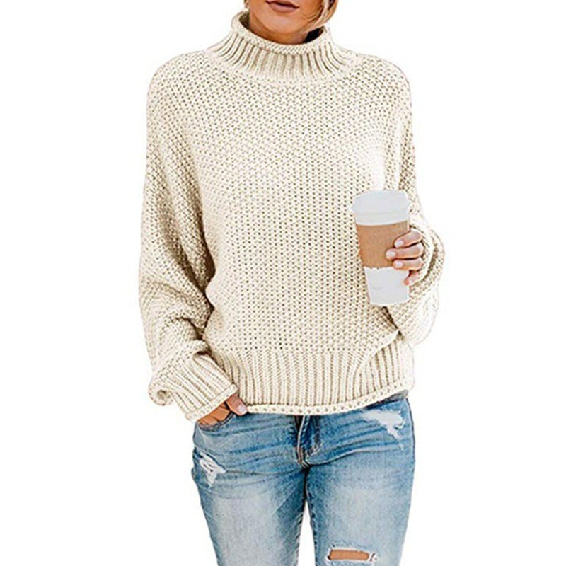 Women's Turtleneck Loose Solid Color Commuting Wear Sweaters