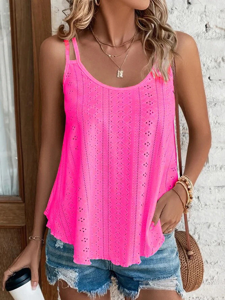 Women's Summer Round Neck Solid Color Camisole Tops