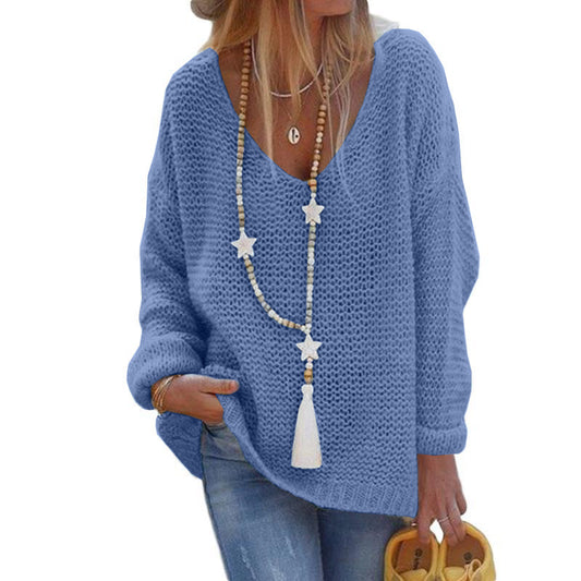 Casual Graceful Women's V-neck Long-sleeved Knitted Sweaters