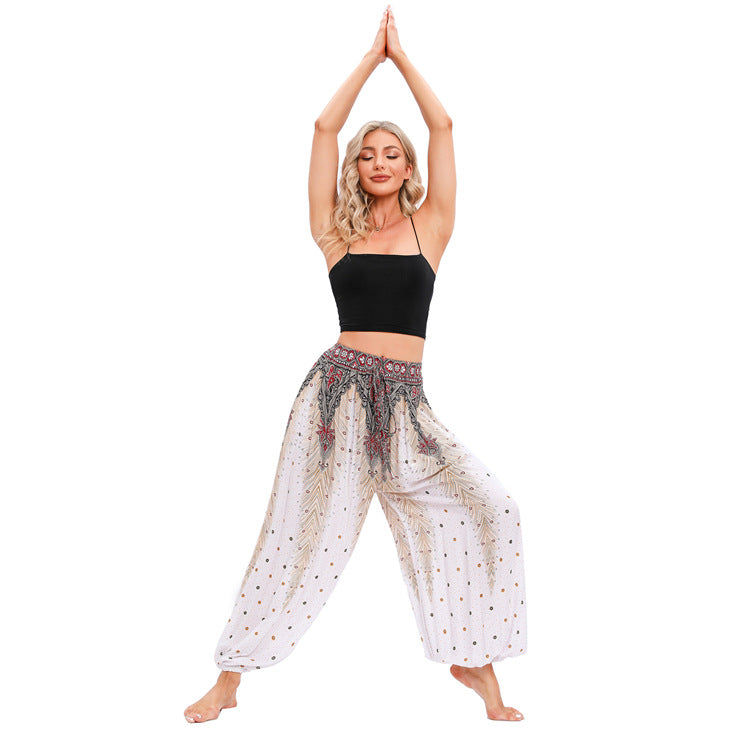 Comfortable Bohemian Plus-sized Yoga Neutral Bloomers Pants