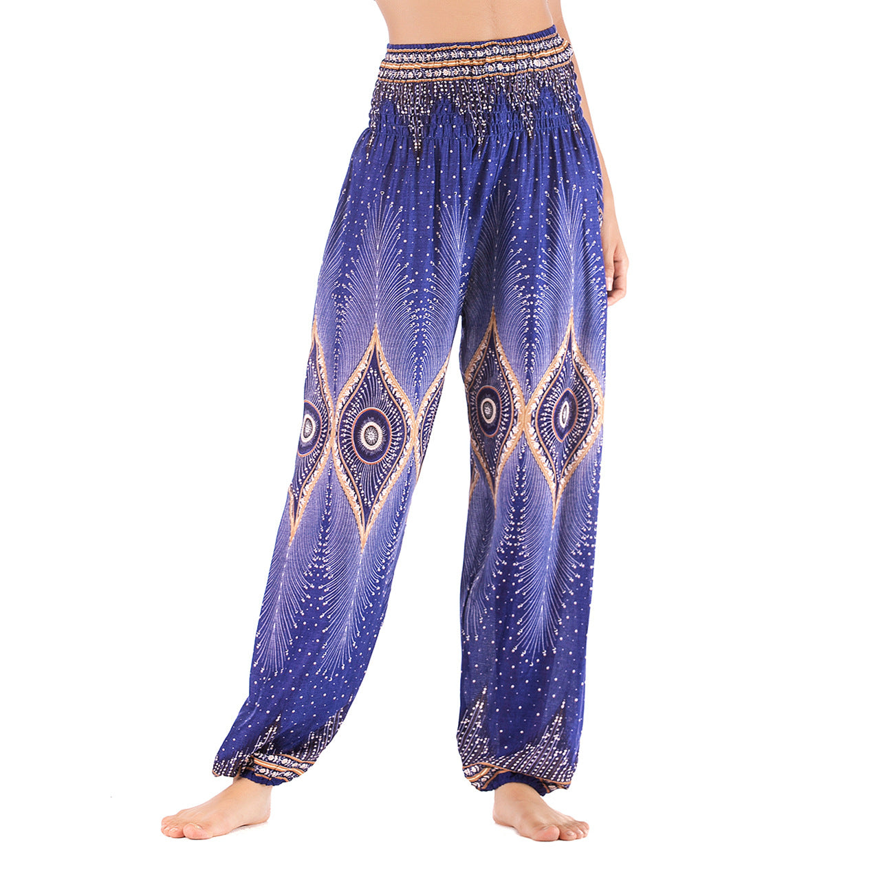 Damen Kunststoff Ethnische Pumphose Yoga Freizeithose