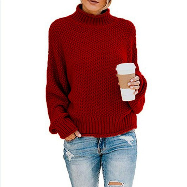 Women's Turtleneck Loose Solid Color Commuting Wear Sweaters