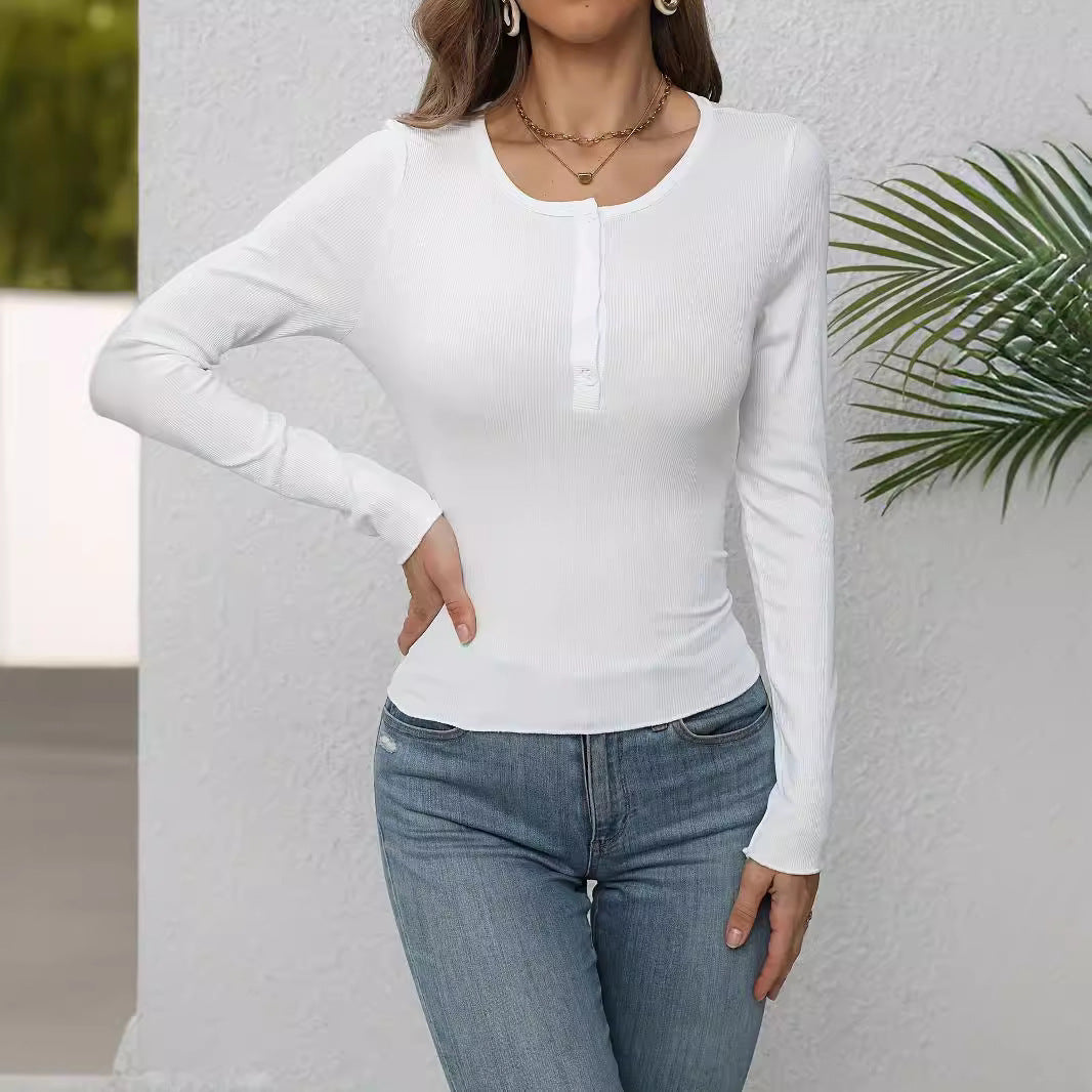 Women's Fashion Single-breasted Slim Solid Color Long Blouses