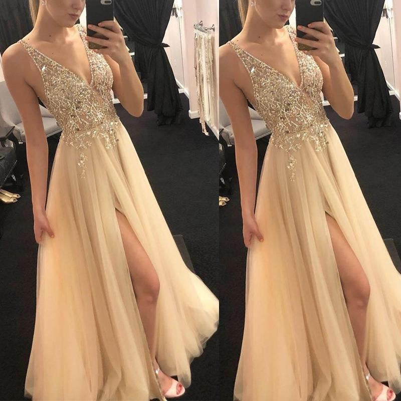 Women's Summer Gold Stitching Dress Party Wedding Dresses