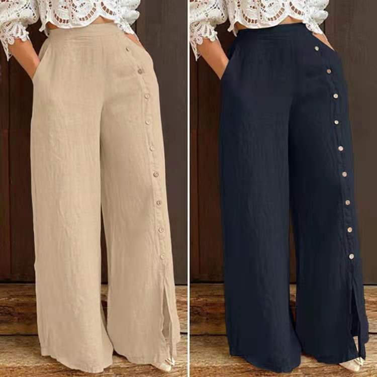 Pantalon large taille haute pantalon ample