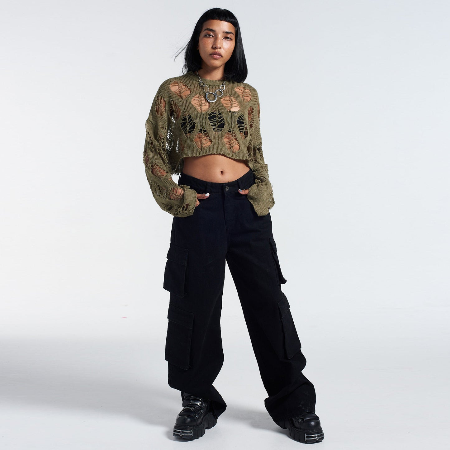 Women's Innovative Sexy Cutout Loose-fitting Cropped Knitwear